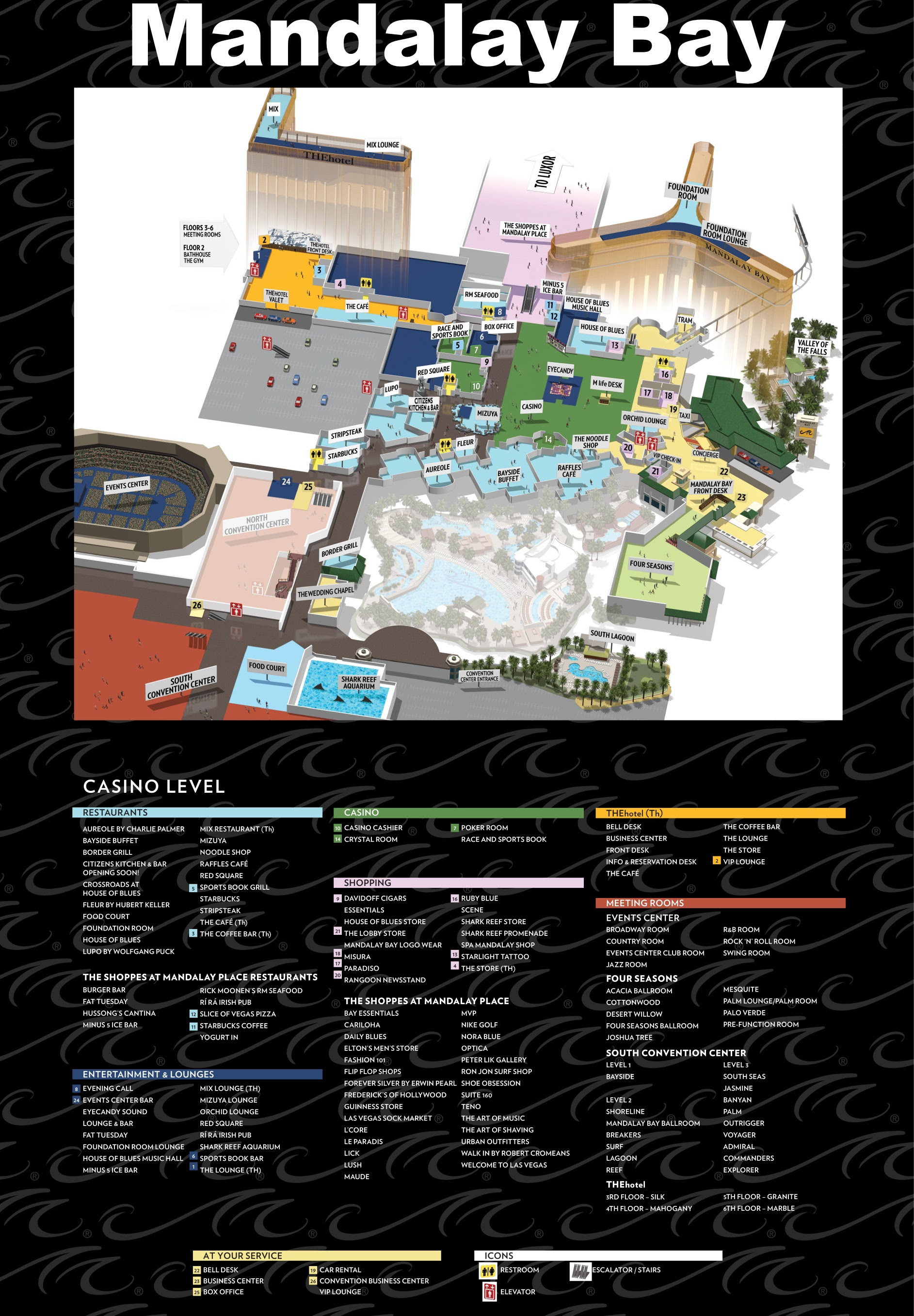 Map Of Mandalay Bay Las Vegas Mandalay Bay hotel map