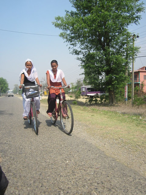 Nepali girls on bikes