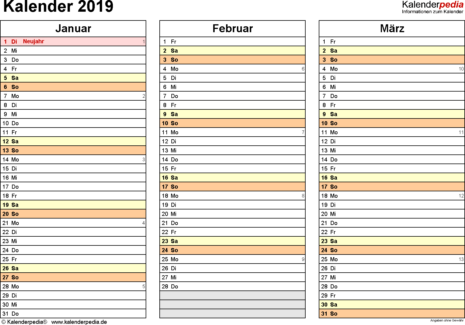 Kalender 2019 Din A5 Zum Ausdrucken Kostenlos | Kalender