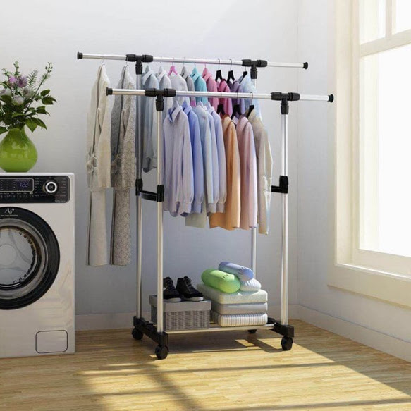 Standing Hanger Double Rak Gantungan Pakaian Baju Standing Hanger Double Rak Gantungan Pakaian Baju