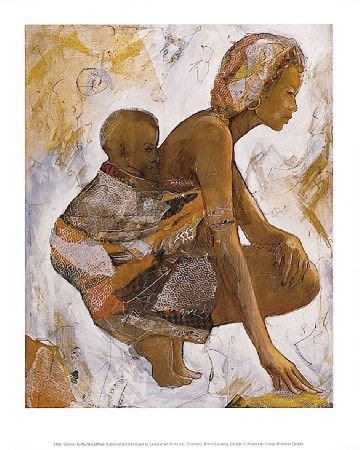 Afrique Femme Portant Un Enfant Dans Son Dos