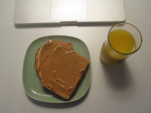 PB toasts, orange juice