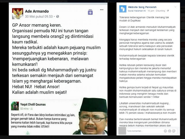 Orang ini Adu Domba NU dan Muhammadiyah, Ini Jawaban TELAK Aktivis Muhammadiyah