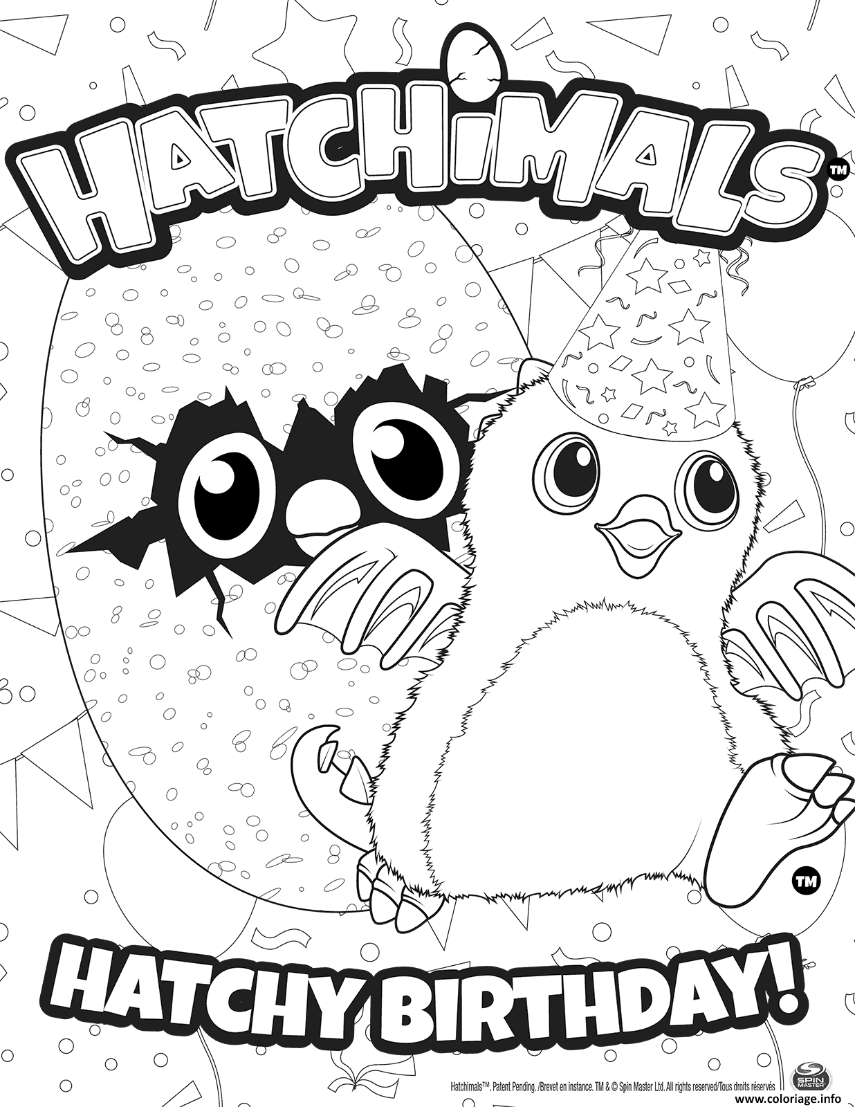 Coloriage Hatchimals Joyeux Anniversaire Jecolorie Com