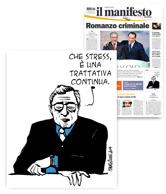 Clicca per ingrandire la vignetta dell-utri-fuga-trattativa-il-manifesto