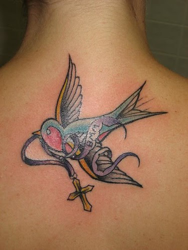 Swallow and Cross Tattoo