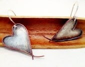 Brass, Copper and Sterling Silver Heart Earrings - GeckoJ