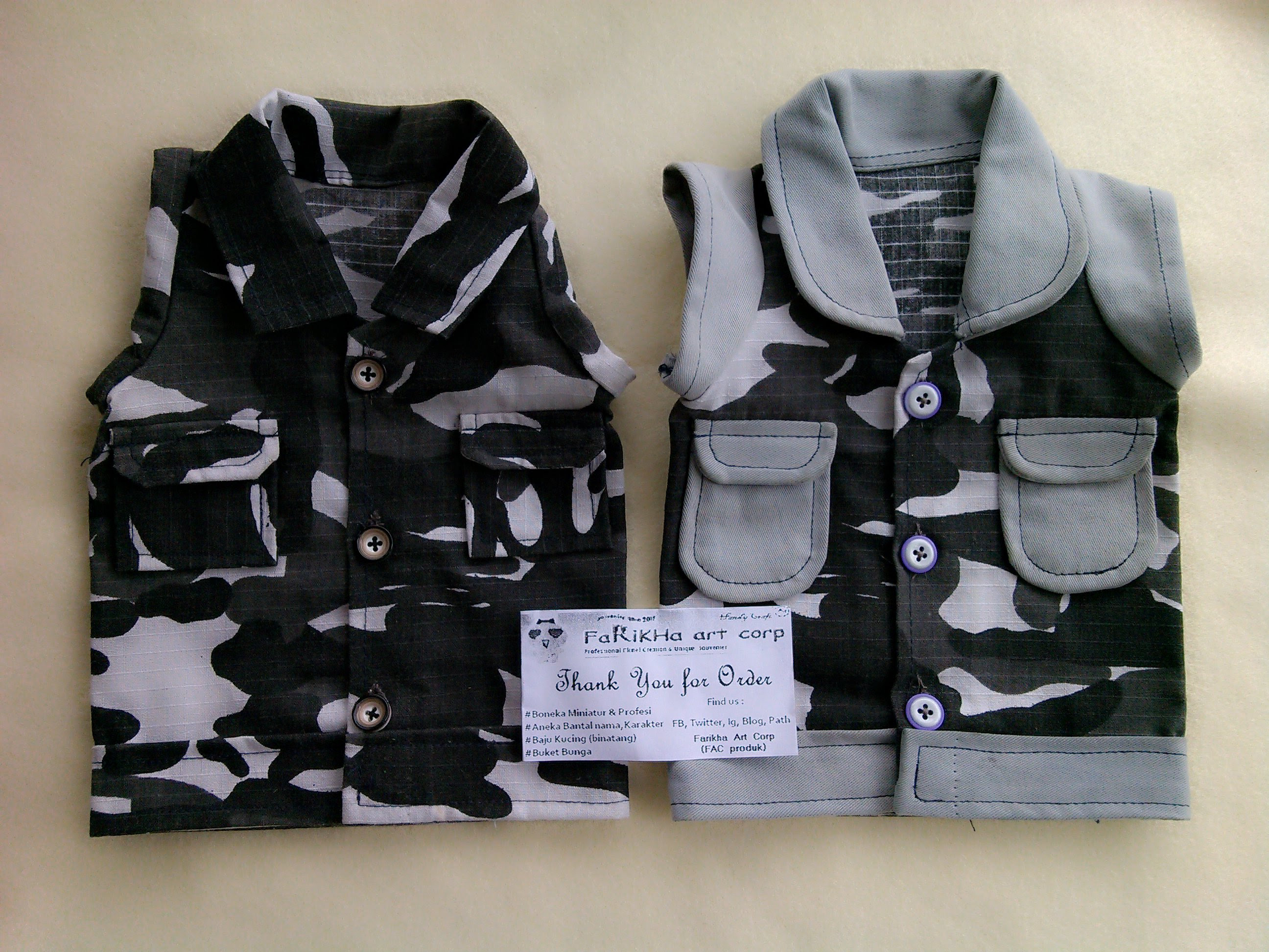 baju  kucing tentara  doreng army farikha art corp F A C 
