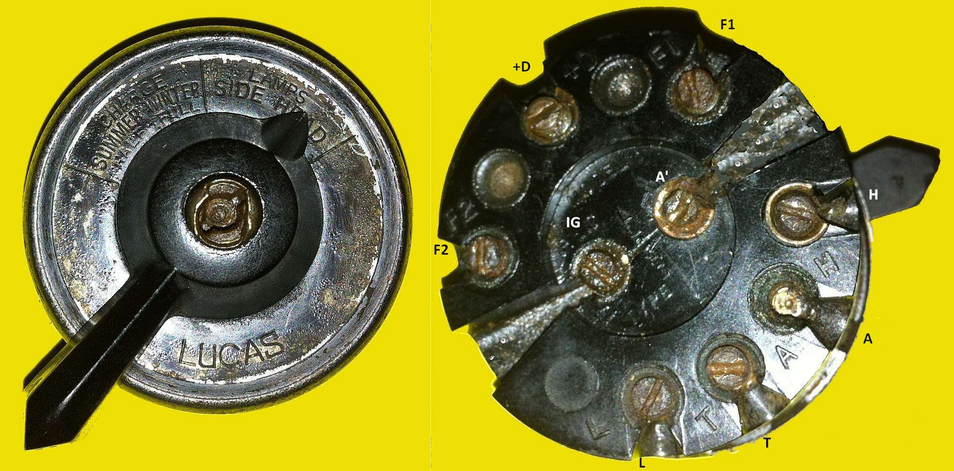 Morris Cowley Information page Lucas PLC Ignition Switch Lucas CFR2
