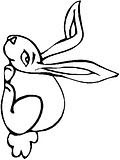 Bunny Coloring sheets of shy little rabbit. Free printable.