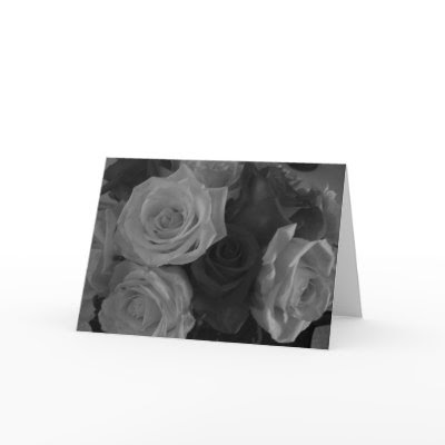 Outside: Black and White Photo of Roses Inside: "It takes a long time to 