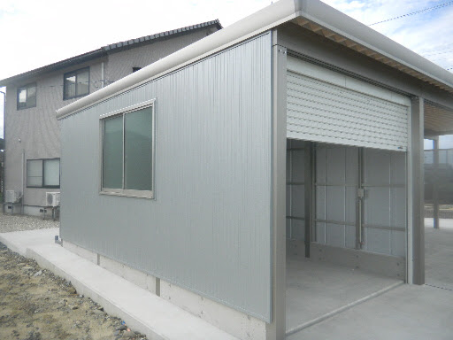 車庫とカーポート シャッター付 3台用 ｔｏｅｘ 福井市 福井県 カーポート エクステリア 福井ミニハウス