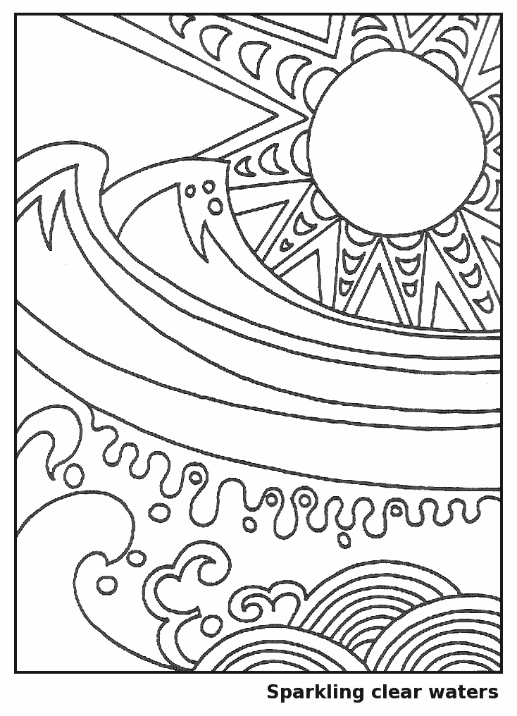 Waves In The Sun Coloring Page For Kids Free Printable Picture
