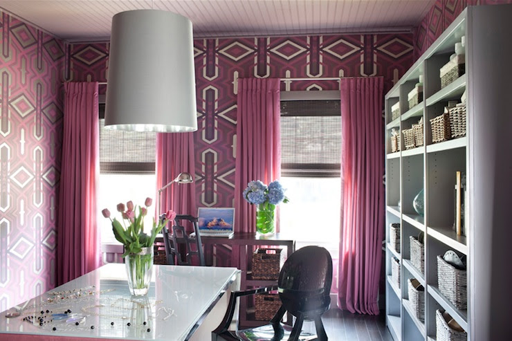 Pink Drapes - Contemporary - den/library/office - Decor Demon
