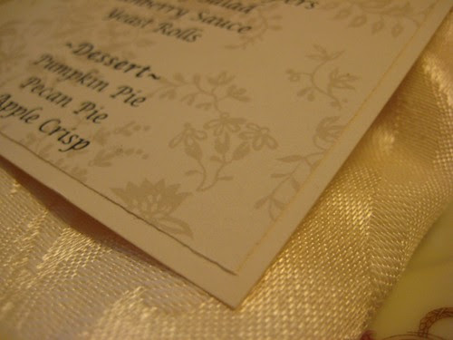 Thanksgiving menu