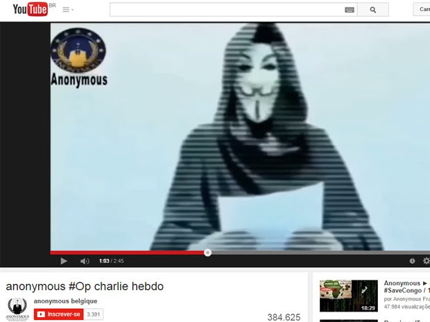 Hackers do Anonymous anunciaram combate a terroristas e extremistas islâmicos (Foto: Reprodução/YouTube)