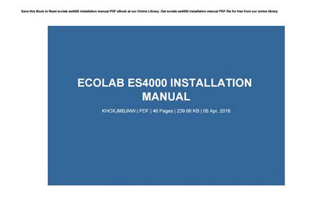 Download Link ecolab es4000 installation manual PDF - ePub - Mobi PDF