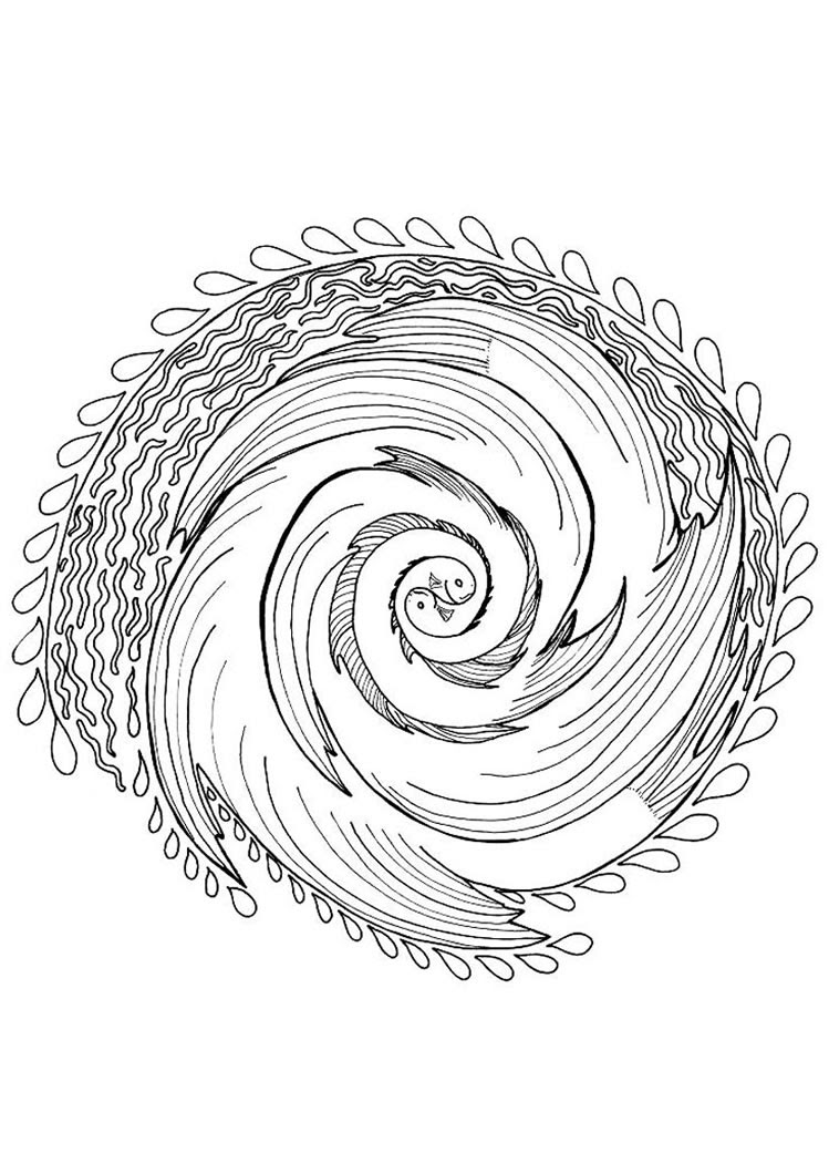 Download Yin yang mandala with fishes coloring pages - Hellokids.com