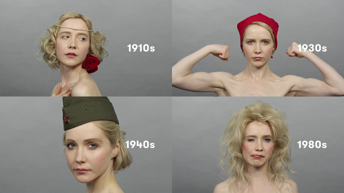 ロシア美女の過去100年間にわたるメイクやヘアスタイルの遷移がわかる