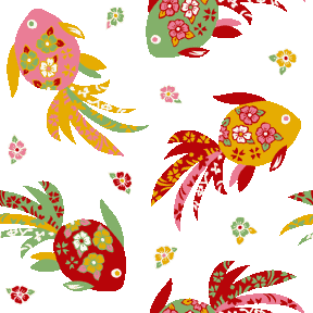 花柄模様キンギョ No 0 花柄金魚の壁紙用イラスト 条件付フリー素材集 スマホなど携帯電話対応