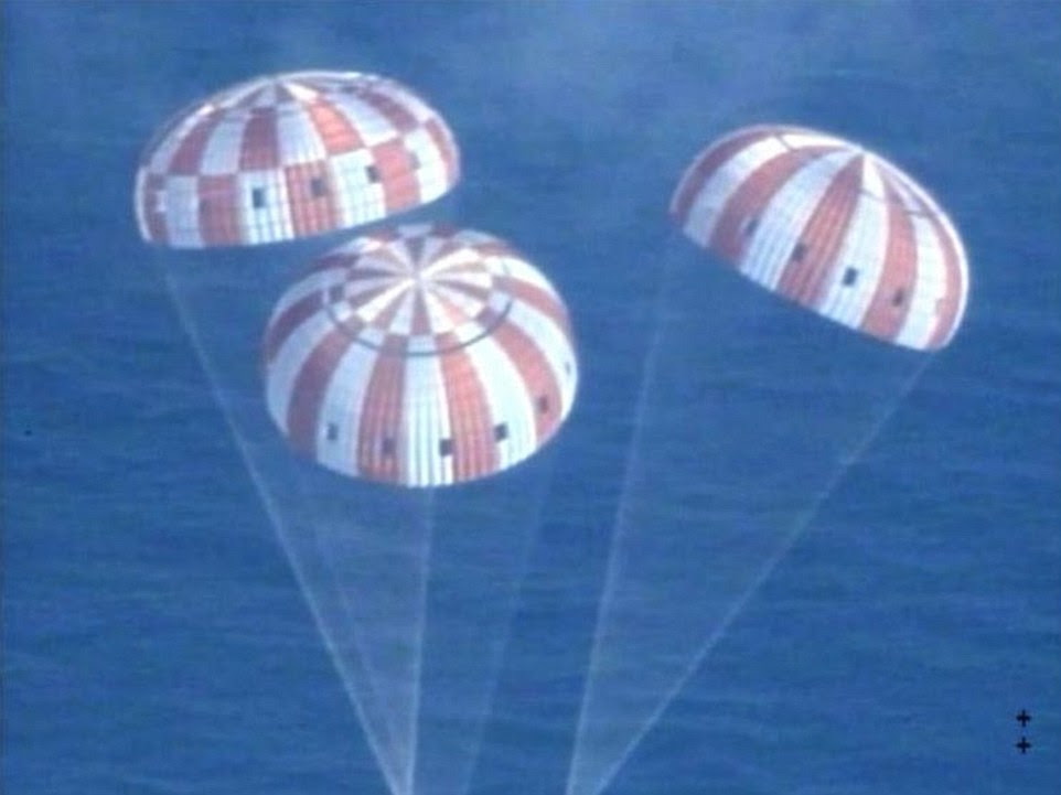 Rapid entry: If astronauts had been on board Orion as it plunged back to Earth they would have experienced a g-force of 8.2 - nearly twice that generated when Soyuz capsules return from the International Space Station.