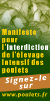 Signer le manifeste pour l'interdiction de l'élevage intensif des poulets