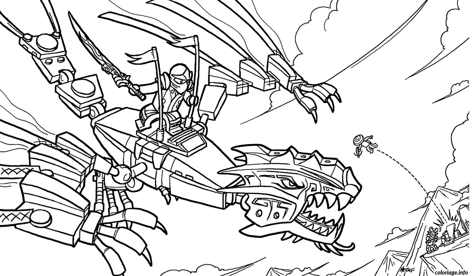 Coloriage Ninjago Sur Un Dragon Ninja Dessin   Imprimer