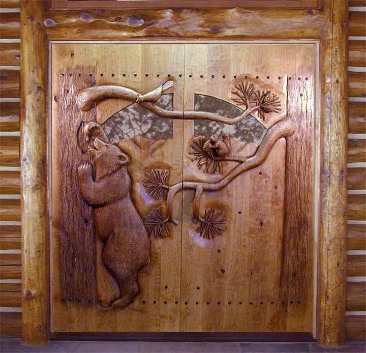 Carved By Ramsey, Carved Wood Doors, Wildlife Carving