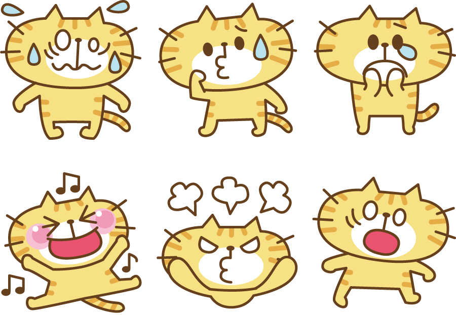 フリーイラスト いろいろな表情の猫のセットでアハ体験 Gahag 著作権フリー写真 イラスト素材集