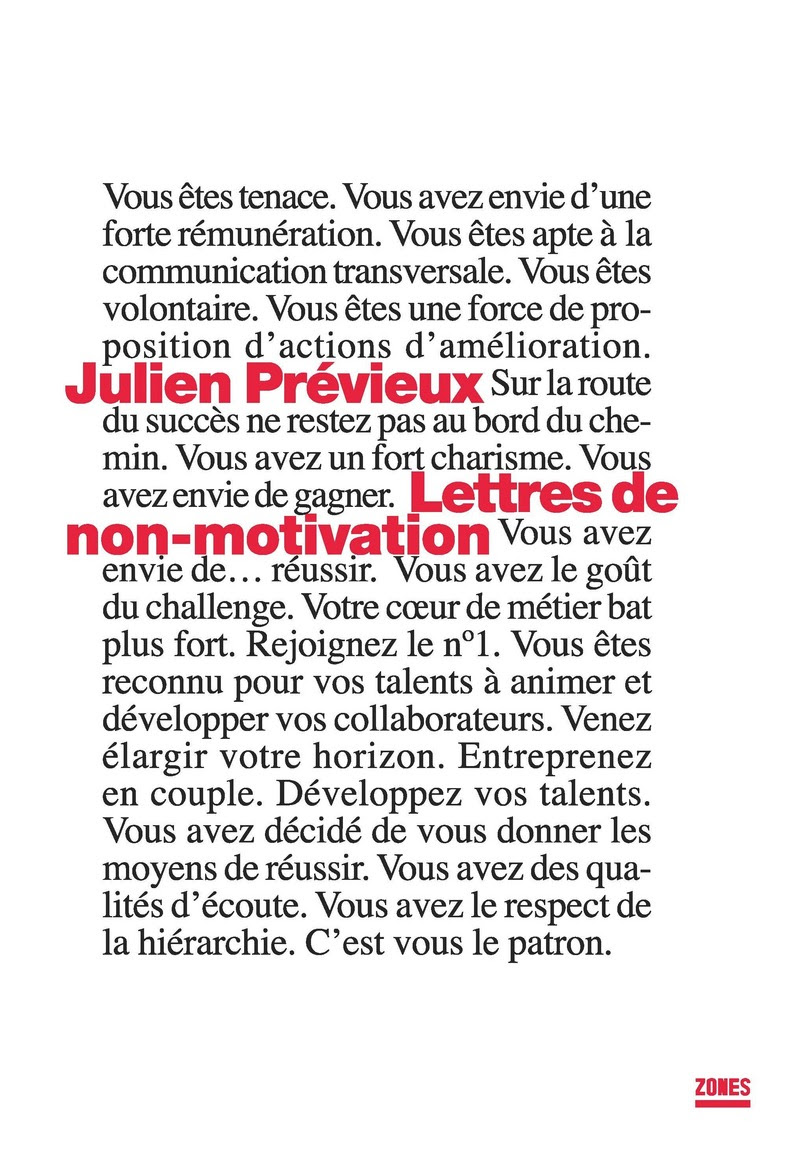 Lettres de non-motivation - Julien PRÉVIEUX - Éditions La 