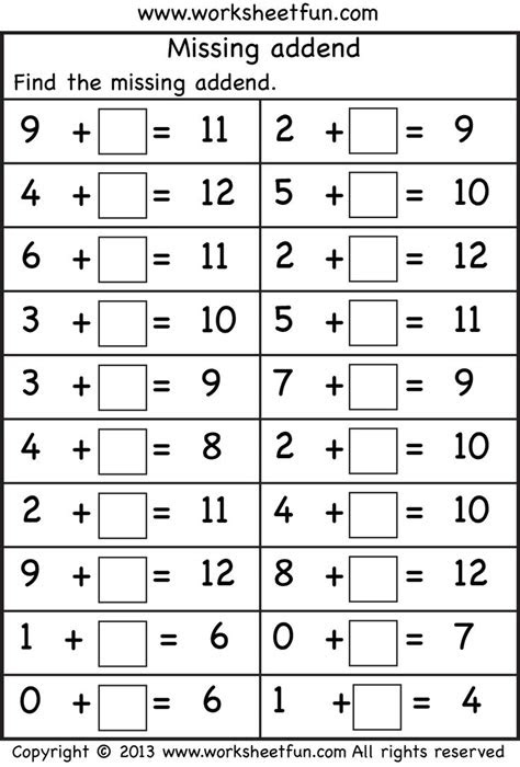  free math printables for 1st grade