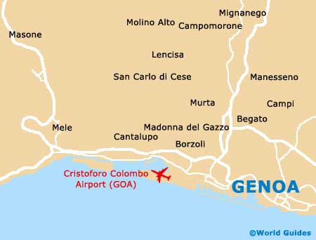 Orientation: District, Street and Region Map of Genoa - Genoa, Italy, IT