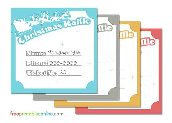 santa and his reindeer christmas raffle tickets free