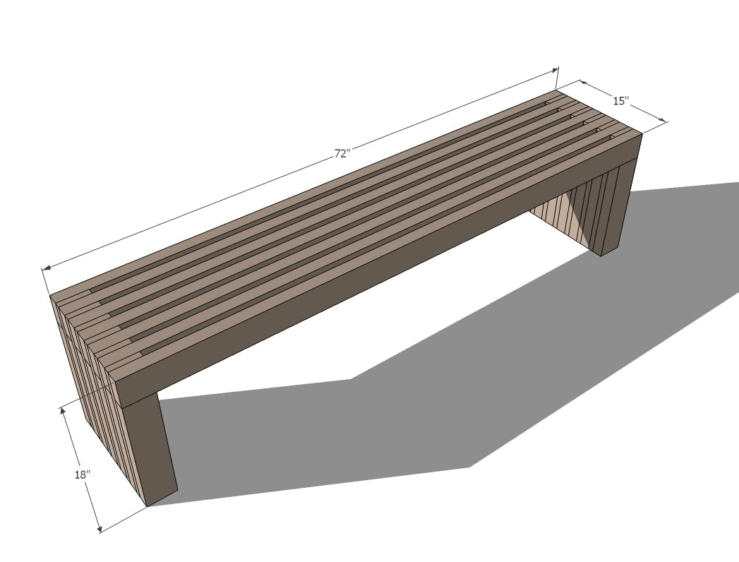 Ana White | Build a Modern Slat Top Outdoor Wood Bench | Free and Easy ...