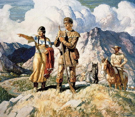 1804 Lewis And Clark. Sacagawea with Lewis and Clark