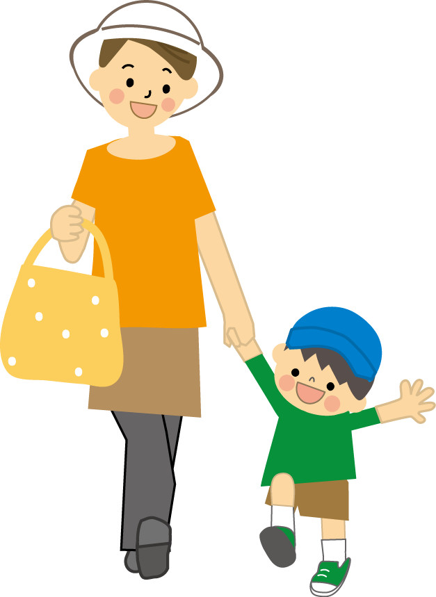 家族でお出かけのイラスト 無料素材