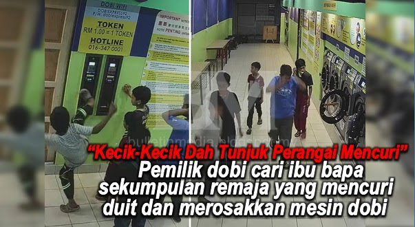 “Kecik-Kecik Dah Tunjuk Perangai Mencuri”- Pemilik dobi cari ibu bapa sekumpulan remaja yang mencuri duit dan merosakkan mesin dobi