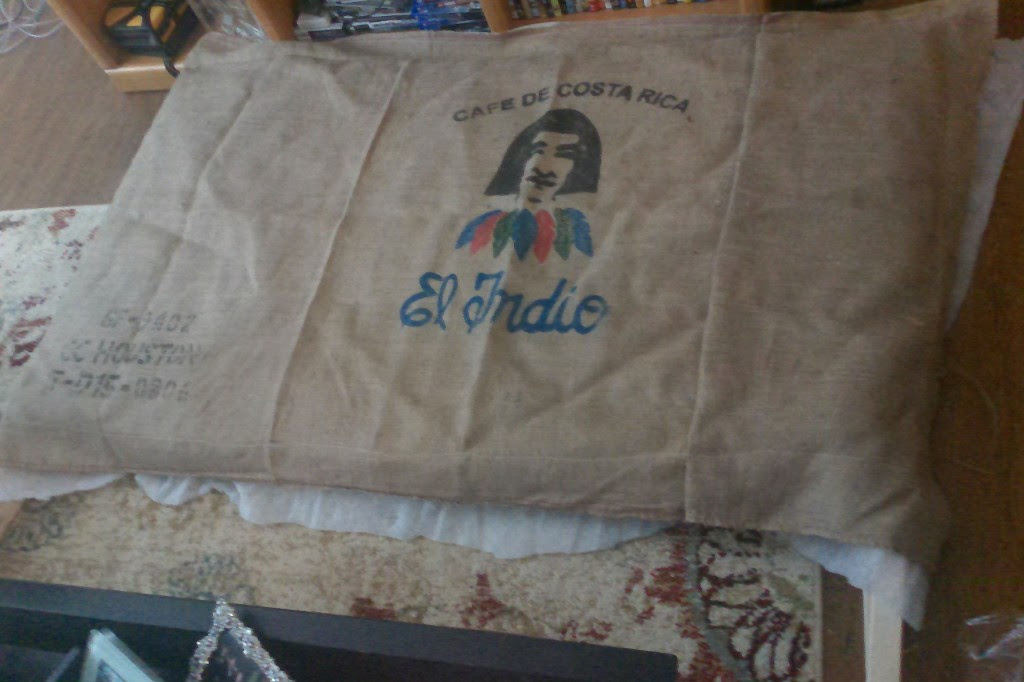 Burlap on top of batting on top of foam