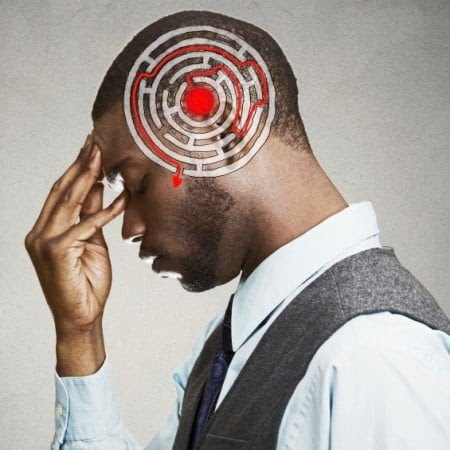 Right decision wisdom strategy concept. Man solving problem thinking