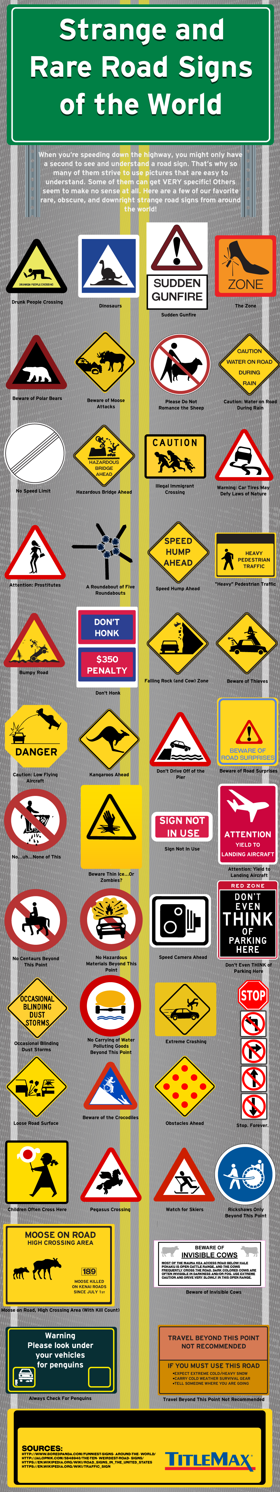 Weird road signs - how many have you seen in the wild?