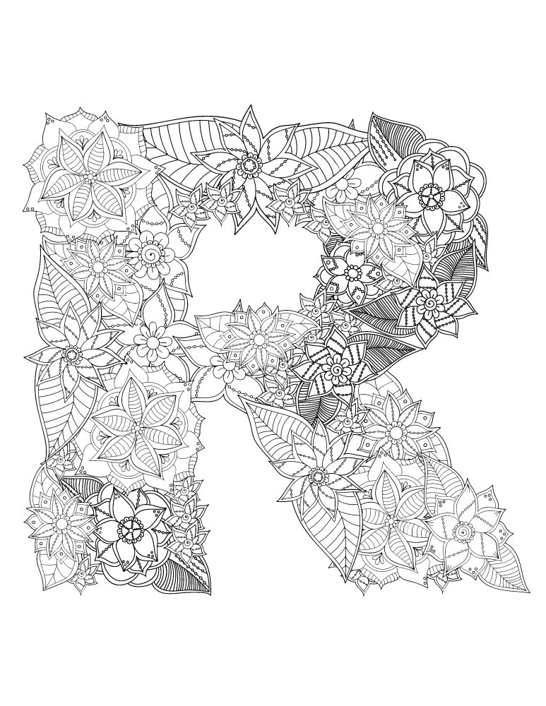 coloriage r lettre majuscule coloriage R Imprimer difficile lettre un très