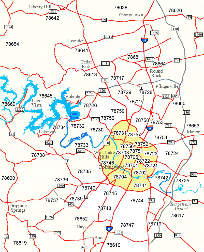 Austin Texas Area Code Map