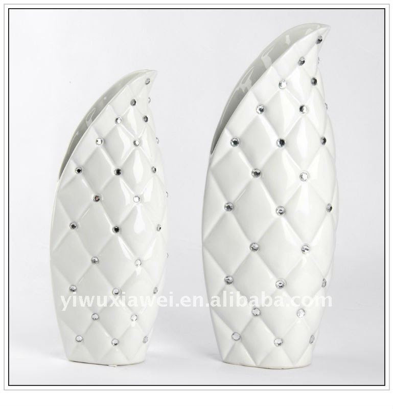 Inlay Crystal Stone and White Glaze Ceramic Vase Home and Decor ...
