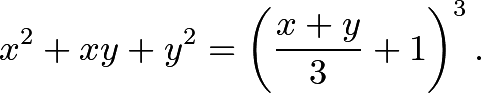 \[x^2+xy+y^2 = \left(\frac{x+y}{3}+1\right)^3.\]