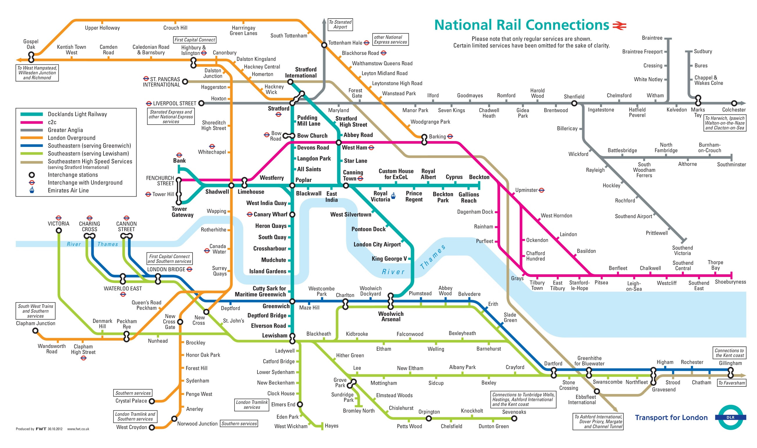 London Connections Rail Map London mainline rail connections map