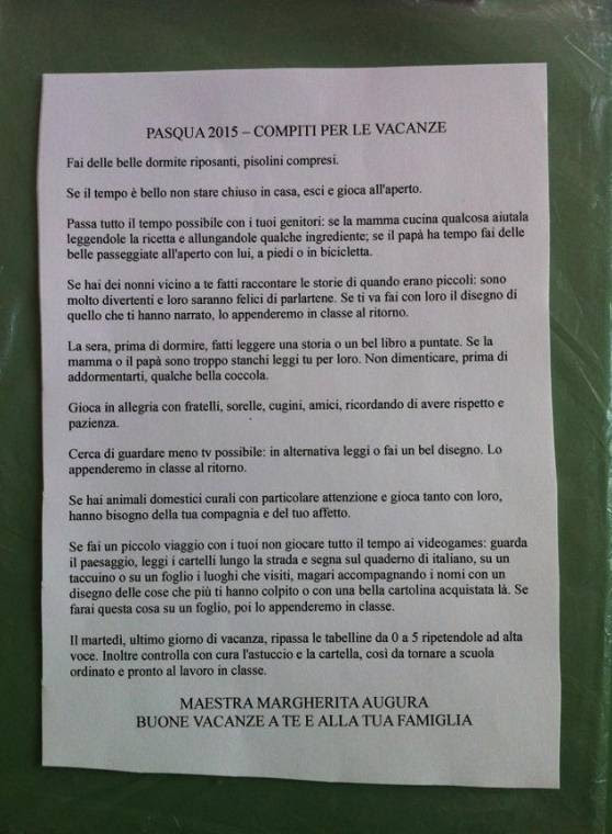 Sorprendenti compiti per le vacanze assegnati da una maestra ...