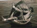 Open Wide: Director Steven Spielberg sits in the mouth of the great white shark from his 1975 movie 'Jaws'
