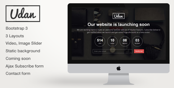 Udan - Responsive Coming Soon page Template 