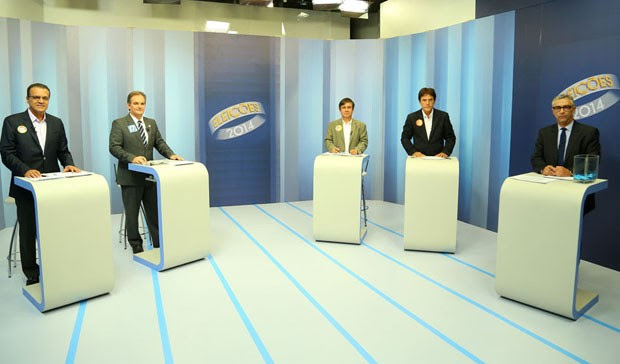 Candidatos ao governo do Rio Grande do Norte participam de debate na Inter TV Cabugi (Foto: Alexandre Lago/G1)