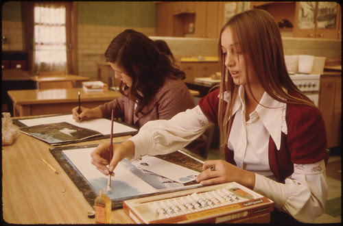 Art Class Students at Cathedral Senior High School in New Ulm, Minnesota...